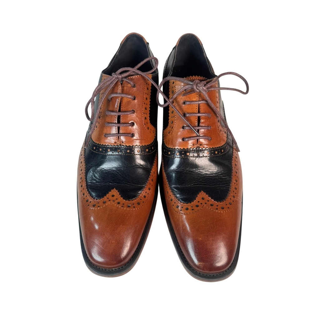 Asher Green Mens Two Tone Wingtip Oxford Shoes‎ Genuine Leather Size 7.5